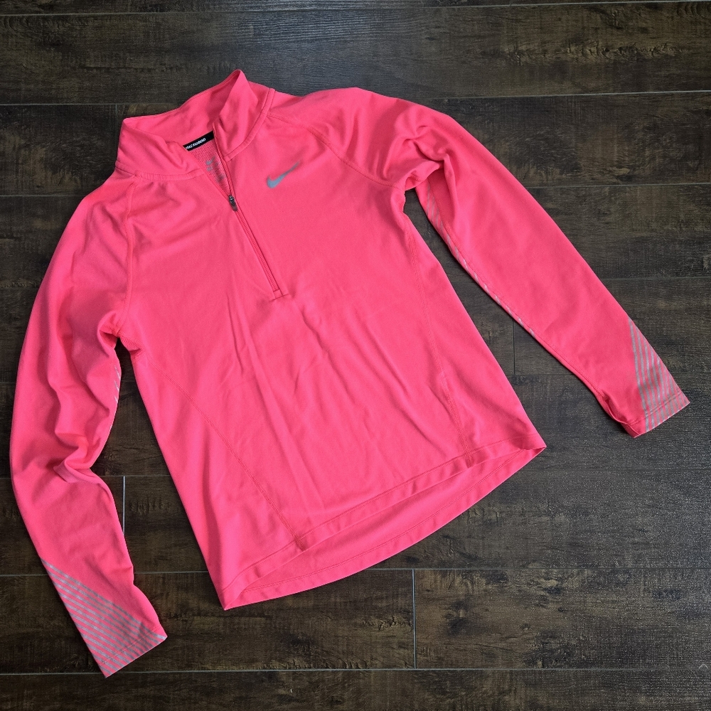 Nike Running 1/4 Zip Reflective Pullover Hi-Vis Bright Pink Size Small